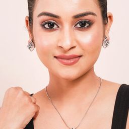 Manikya Rose Gold-Plated Cubic Zircon Studded Pendant Set image 5