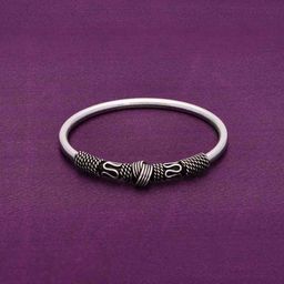 KAI JEWEL Kids Sterling Silver Rhodium-Plated Oxidised Kada Bracelet-image-18
