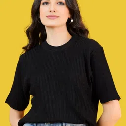 Chemistry Self Design Round Neck Cotton T-shirt-image-94