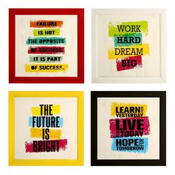Indianara White & Yellow 4 Piece Canvas Other Wall Paintings-23