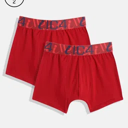 IC4 Boys Pack Of 2 Red Solid Trunks-image-69