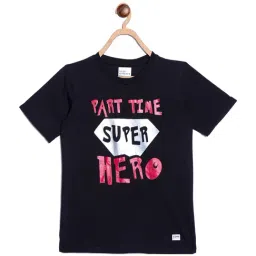 Blue Giraffe Kids Black Cotton Printed T-Shirt-picture-14
