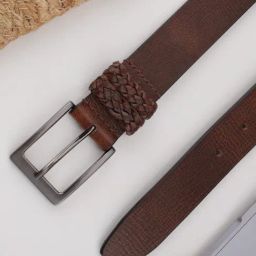 Aditi Wasan CORE 24 Brown Leather Textured Casual Belt for Men-5