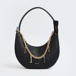 Elle Black Textured Hobo Shoulder Handbag-27
