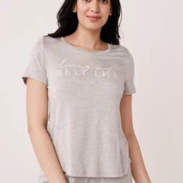 La Vie En Rose Grey Printed T-Shirt-image-2