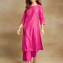 Fabindia Pink Striped A Line Kurta-image-6