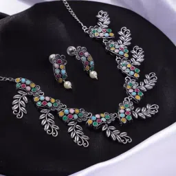 Panash Silver Plated Jewellery Set-image-44