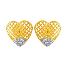 P.C. Chandra Jewellers 14KT (585) Two Tone Yellow Gold and Diamond Stud Earrings for Women-23