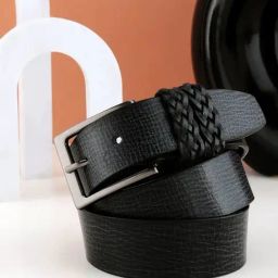 Aditi Wasan CORE 24 Black Leather Textured Casual Belt for Men-8