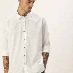 Bene Kleed White Cotton Oversized Shirt-image-13
