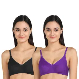 AROUSY Purple & Black Cotton T-Shirt Bra - Pack Of 2-image-13