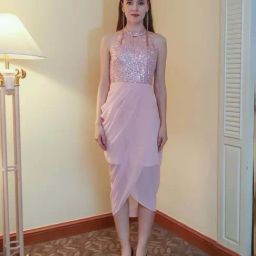Zink London Pink Embellished Assymetric Dress-image-99