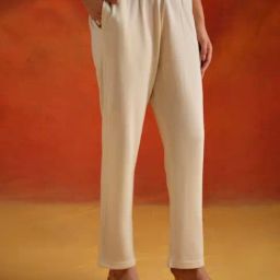 Jaipur Kurti Off-White Solid Woolen Pants-image-32