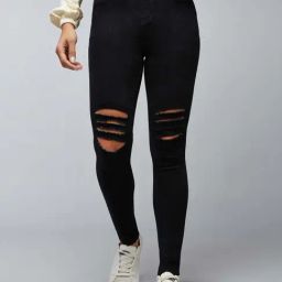Dolce Crudo Black Slim Fit Distressed Jeans-image-98