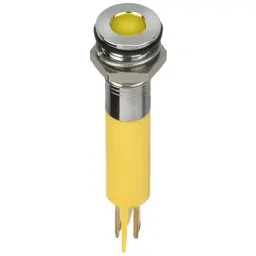 RS PRO Yellow Panel Mount Indicator 2V DC, Mounting Hole Size 8 mm, Termination Type Faston, Solder Lug, IP Rating IP67, Model No 1345536-11