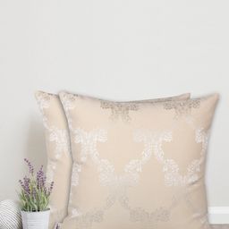 Home Cream-Coloured Set of 2 Ethnic Motifs Cotton Square Cushion Covers-2