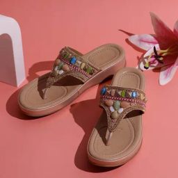 Inc.5 Women's Rose Gold T-Strap Wedges-image-91