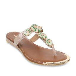 Mochi Women's Beige T-Strap Sandals-image-76