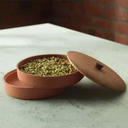 ellementry Brown Terracotta Sprout Maker with Lid (300 ml) - Set of 1-36