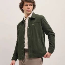 The Bear House Green Polyester Regular Fit Textured Casual Jacket-picture-39