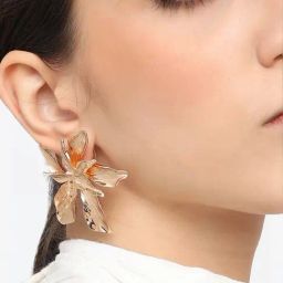 Sohi Gold Plated Designer Stone Casual Stud Earrings image 3