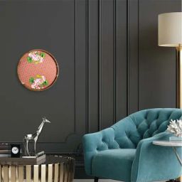 ICRAFT Pink & Green Acacia Wood Enchanted Lotus Wall Plate - Set of 1-image-80