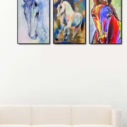 999store Multicolor Printed Clouds Paintings - Set of 3-0