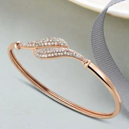 Zaveri Pearls Rose Gold Contemporary Cubic Zirconia Bangle Style Brass Kada-ZPFK10383-24