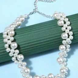Zaveri Pearls Silver Tone Contemporary Style Pearls Choker Necklace-ZPFK10436-26