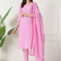 Akshatani Women Ethnic Motifs Printed Regular Pure Cotton Kurta with Trousers & Dupatta-15