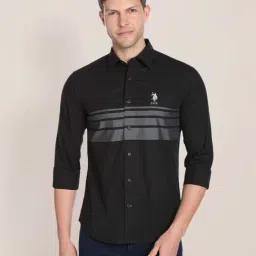 U.S. Polo Assn. Black Striped Regular Fit Cotton Shirt-image-29