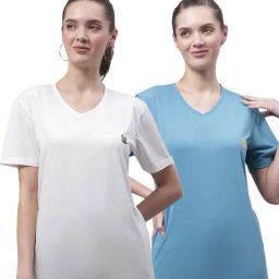 Vimal Jonney White & Blue Cotton Logo T-Shirt - Pack Of 2-image-65