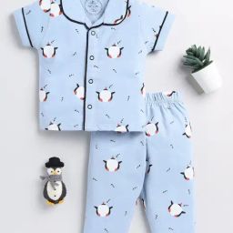 Clt.s Kids Light Blue Printed Shirt with Pyjamas-image-15