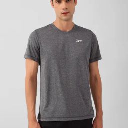 Reebok Grey Slim Fit Texture Training Sports T-Shirt-picture-5