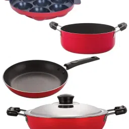 Nirlon Red Aluminium Non- Stick Cookware - Set of 4-picture-17
