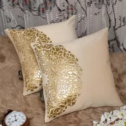 HOSTA HOMES Cream Velvet Cushion Cover - Set of 2-image-79