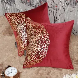 HOSTA HOMES Red Velvet Cushion Cover - Set of 2-image-83