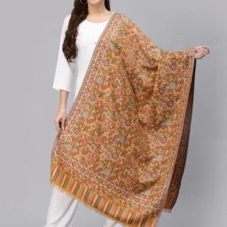 Style Quotient Mustard Embroidered Shawl-image-0