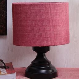 Devansh Pink & Black Solid Traditional Buffet Table Lamp with Shade-54