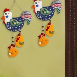 ExclusiveLane Multicolor Terracotta Rooster Chicks Shaped Handmade Wall Hangings - Set of 2-image-57