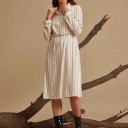 Kazo Off White Striped Midi Dress-picture-16