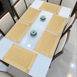 HOKIPO Set Of 6 Brown & Beige Solid Heat Resistant Table Placemats-16
