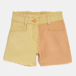 Tales & Stories Kids Yellow & Peach Cotton Color Block Shorts-image-84
