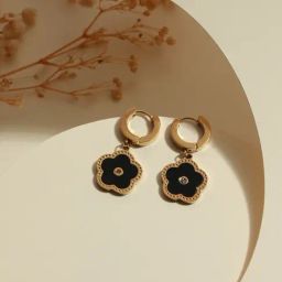 Aatmana Gold-Plated Floral Half Hoop Earrings-11