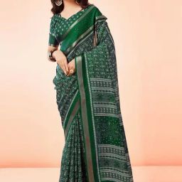 Satrani Green Embellished Saree With Unstitched Blouse-picture-29