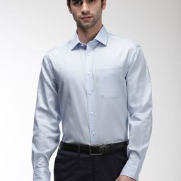 Marks & Spencer Men Blue Regular Fit Solid Formal Shirt-image-73