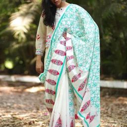 Chidiyaa Multi Color Pure Cotton Printed Saree image 4