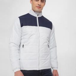 Allen Solly White Regular Fit Colour Block Quilted Jacket-image-27