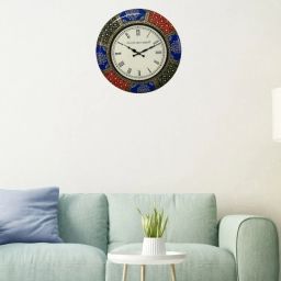 Ancient Clock Makers Round Multicolor Wood Wall Clock image 1
