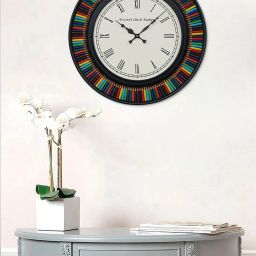 Ancient Clock Makers Round Multicolor Wood Wall Clock image 1